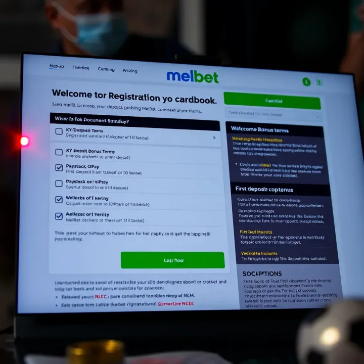 Close-up of an older smartphone showing Melbet app navigation with key betting features accessible