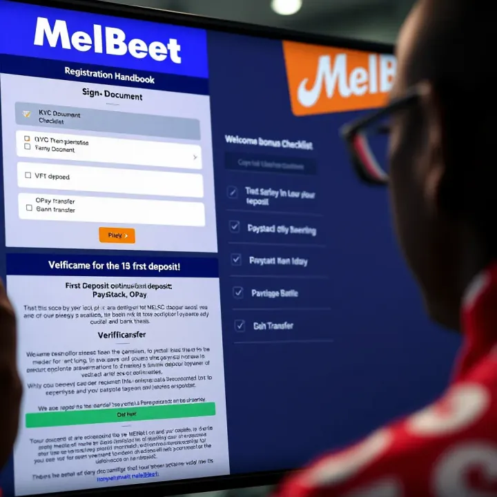 Secure Payment Solutions through Melbet and FCMB Collaboration Mobile phone displaying Melbet betting app with FCMB bank card and secure payment icons