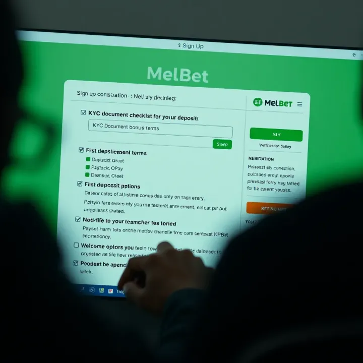 Graphic showing a secure transaction with Melbet logo and cash symbols